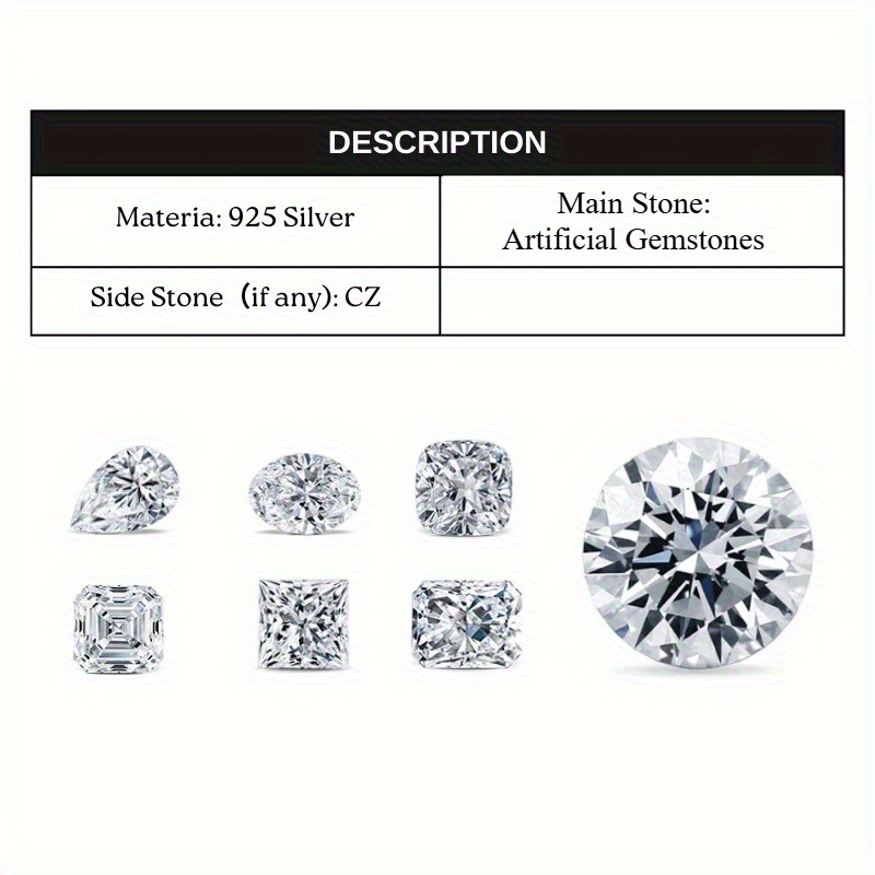 3 Carat 925 Silver Artificial Gemstones Ring, Rectangular Design